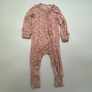 JunNeng Bamboo Baby Sleeper Floral Pink Ruffle Zip Pajama 73cm